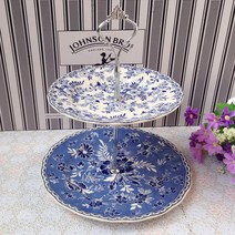 존슨 브라더스 엔틱 플레이팅 접시 에프터눈티 세트 2단 3단 케이크 쿠키 접시 커트러리, AC