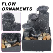 물레방아 실내 분수대 인테리어소품 폭포대 실내 홈 오피스 테이블 장식 정원 분수 폭포 led 조명 abs 탁상 장식 물 흐름 액세서리, 없음