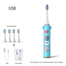 타이머 소닉 전동 칫솔 패턴 4 개 포함 용 칫솔 헤드 교체 울트라 소닉 칫솔 USB/배터리, USB Blue