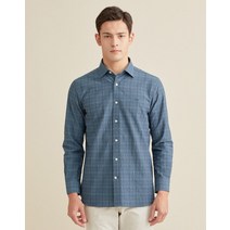 22SS 블루 체크 면 긴팔캐주얼셔츠 DMSH2B011T3