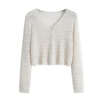 숙녀 카디건 대 목 버튼 아래로 니트 오픈 프론트 스웨터 롱 슬리브 슬림 보호 탑 자른 땀