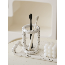 도자기 칫솔걸이 거치대 치약걸이, 브라운