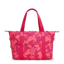 Kipling 여성용 아트 미디엄 토트백 경량 라지 위켄더 여행용 핸드백 코랄 프린트. 22.75'L x 12.5'H 7.75'D