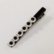 SUNNYDAY [2개1-세트] 큐빅 진주 꽃 플라워 악어핀 60mm 일자핀 성인 여성 앞머리 잔머리 고정 슬림 2개입 메탈 악어집게 국산 핸드메이드 헤어핀 머리핀 JJ9