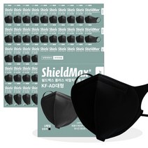 쉴드맥스 플러스 KF-AD 국내생산 비말차단용 마스크 대형 블랙/검정색 새부리형 개별포장, 50매