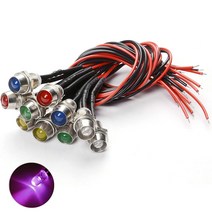 JINHA DIP LED 고휘도LED ROUND 발광다이오드 8mm 12V 인디게이터, 5개, 인디_(12V_8파이)보라_5개