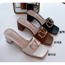 v금장로고 고급스런 비치샌들 여성 뮬슬리퍼 직장인신발