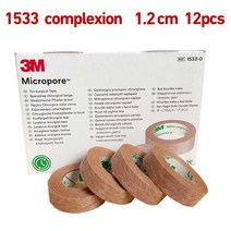 Micropore 속눈썹 테이프 눈꺼풀 연장 도구 젠텔 온 스킨 적용 알레르기 방지 1533 3M, [01] 1533C 1.2cm 12pcs