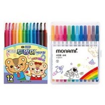 지구화학 투명이 색연필 12색 + 모나미 슈퍼 사인펜 12색 세트