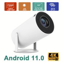 Transpeed 안드로이드 11 4K 프로젝터 WiFi6 캠핑프로젝터 집들이선물 인테리어 캠핑용품 강의실 빔프로젝터 영화 프로젝터, 안드로이드 tv + EU 플러그 포함