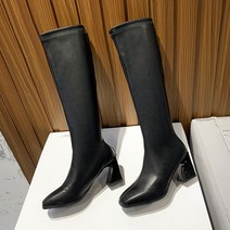 데일리워커힐 화이트부츠 사이드지퍼 작은 키 롱부츠 무릎을 넘지 않다 굵은 하이힐 어텀 웨스턴 사각코 라이더 791637936