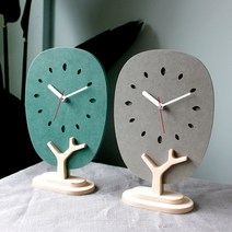 에코팩토리 무소음 우드 탁상시계 TREE, 그레이
