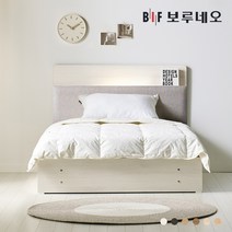 보루네오 르제아Po 침대 독립유로탑매트리스 LED 3서랍 수납 세트 SS, 내츄럴오크