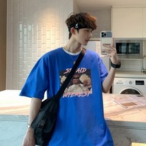 반팔티셔츠남여름루즈5부소매인스프린트상의