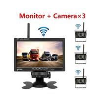 어라운드뷰 후방 사이드 카메라 무선 리버스 7인치 LCD 모니터 HD 후면 트럭 트레일러 2.4GHz, 03 with 3개 Camera