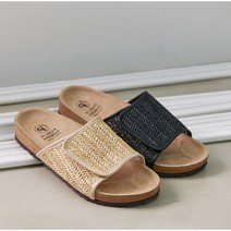 3cm 키높이 코르크 벨크로 라탄 샌들 슬리퍼