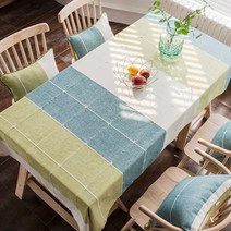 명품 식탁보 모던 미니멀 테이블보 자수 린넨 Yin Shang, 60 * 120cm, 야요이 마치 그린 체크 무늬 식탁보