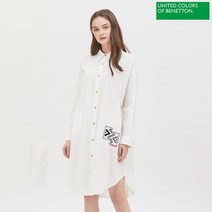 베네통 베네통 오버 자수 롱 블라우스 BABL55061_WH