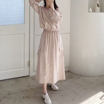 코지 여자 디폴트 바스락 카고포켓 트레이닝 롱스커트