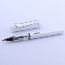 플라스틱 투명 컬러 분수 스타일 족제비 털 캘리그라피 미니 소형 소형 일반 스크립트 브러시 펜, 01 WHITE