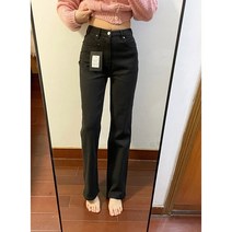콘데님 키작녀쇼핑몰 팬츠 데일리룩 키작진 홍콩 스타일의 세련된 복고풍 블랙 데님 바지
