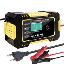EAFC 배터리 충전기 12v 6A 펄스 수리 LCD 디스플레이 스마트 충전 AGM 딥 사이클 젤 납산 자동 자동차 빠른 전원, 02 Yellow EU Plug