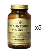 솔가 마그네슘 비타민 B6 포함 타블렛, 250개입, 5개