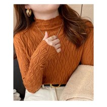 할로우 아웃 풀오버 스웨터 하프 하이 칼라 긴 소매 탑 니트 풀 Femme 가을 겨울 니트집업 반집업니트 봄 여름 라운드니트