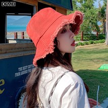벙거지 여성 패션 코디 봄여름 대미지 캔버스 썬캡 선캡 일본 문예풍