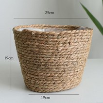 라틴바구니 원형 이케아 다이소 뚜껑있는 라탄 바구니 짠 짚 천연 식물 화분 화분 화분 용기 화분, l