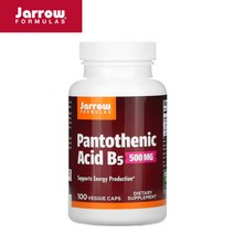 자로우 판토텐산 B5 500mg 100 베지 캡슐 비타민B5 판토텐산칼슘 재로우 포뮬러스 포뮬땡땡 포뮬라 포뮬라스 Jarrow Formulas Pantothenic Acid