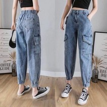 바이스타 여성 포켓 청바지 9부 배기 팬츠