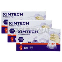 킴테크 PFE 라텍스장갑 100매 44123 중형 44124 대형 식품용 요리용 의료용 실험용 가정용 청소용, 대(L)