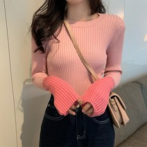 주디앤 여성 모니카 소매 배색 골지 니트티 리빙공감