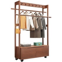 행거서랍장 원목 드레스룸 옷걸이 트롤리 철재 코너, 목재 색상 85CM