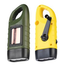 태양광충전기 LED 손전등 핸드 크랭크 태양열 충전식 서바이벌 기어 낚시 보트 하이킹을 위한 자체 전원 충전 토치 발전기, [02] Yellow green