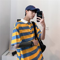 t셔츠 인싸템 카라넥 카라셔츠 남자 반팔 트렌드 자수 유행 CEC 줄무늬 멋진 학원 무드 티셔츠 741295249