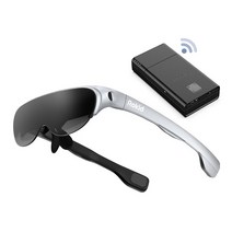 오리지널 에어 AR 스마트 안경 120 인치 화면 1080P OLED 듀얼 디스플레이 43 FoV 접이식 홈 게임보기 축구 VR 유리, Silver and wireless