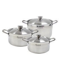 [비제이] 키친아트 퀸즈 통3중 스텐레스 인덕션겸용 냄비세트 3종C 양20+양24+곰28