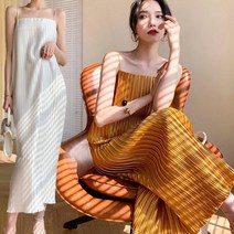 여성 뷔스티에 플리츠 원피스 여름 빅사이즈 비치웨어