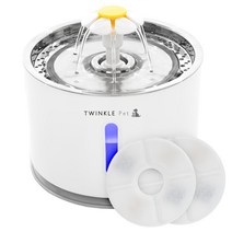 트윙클펫 고양이 스테인리스 급수기 2.4L + 리필 필터 2p 세트, TP0301, 혼합색상, 1개