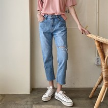 데일리앤 디버 찢어진 청바지 찢청 데님 일자팬츠 SML