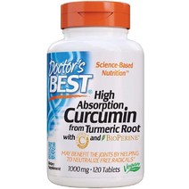 Doctors Best 닥터스베스트 커큐민 투메릭 루트 C3 바이오페린 1000 mg 120정 CURCUMIN C3, 기본