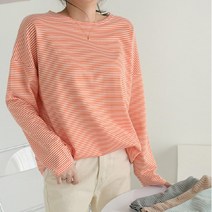 드레스날다 베이직한 루즈핏 스트라이프 잔단가라 티셔츠(tee876)