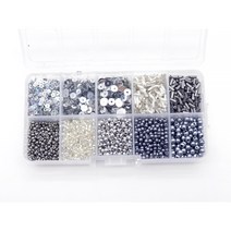 비즈 공예 재료 만들기 세트 DIY 키트 시드비즈 막대비즈 반지 팔찌 크리스탈 스팽글, 사각 10칸 밀키블랙