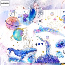 어린왕자 깃털 소녀 고래 금박 다꾸 스티커 10종, 2. 요정 (ST-762), 선택:2. 요정 (ST-762)