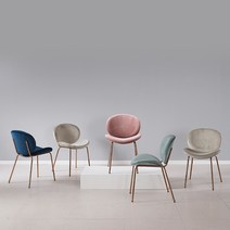 블랑누보 고급 레스토랑 이쁜 테라스 푹신한 로즈골드 디자인 커피숍 네일샵 파우더룸 의자, 블루(벨벳의자)