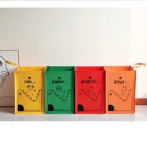 (니양몰) 이동이 편리한 손잡이 이동식 재활용 쓰레기통 세트 휴지통다용도 분리수거함 재활용 분리수거통세트 3p 4p, 블랙분리수거함3p