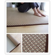 라탄협탁 라탄 돗자리 카페트 심플 거실침실 바닥 마룻바닥매트 침대매트 사계절 놀이매트 용매트, C01-밤색 03, T05-160X180cm 도어패드