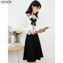 vsyoy 세트 2023 봄과 가을 새로운 프랑스 작은 향수 활 코트 기질 높은 허리 스커트 여성 조수